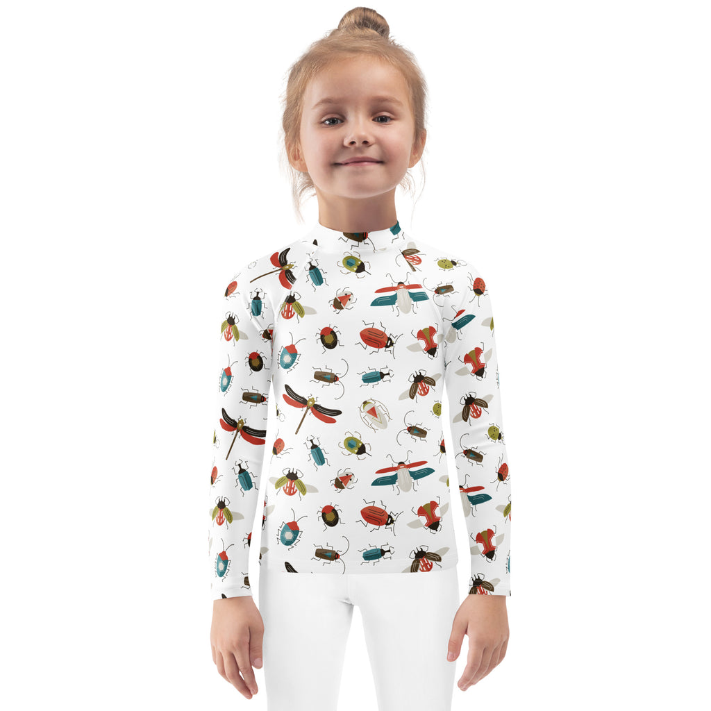 Kids Colorful Bug Long Sleeve Rash Guard Swim Shirt – Buttery Soft, Sun Safe UPF 50+ Protection, Quick Dry & 4-Way Stretch Comfort