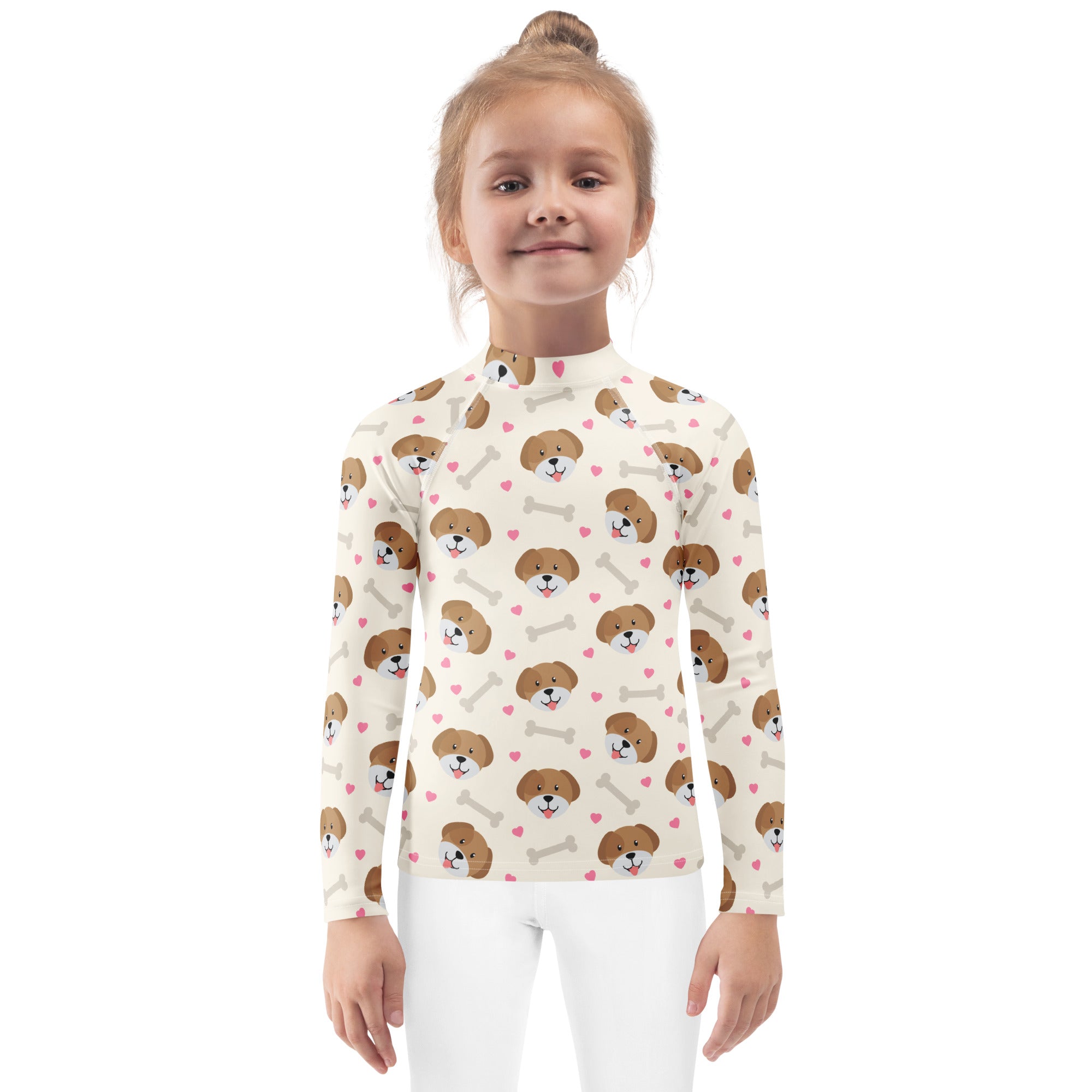 Kids Cute Puppy Long Sleeve Rash Guard Swim Shirt – Buttery Soft, Sun Safe UPF 50+ Protection, Quick Dry & 4-Way Stretch Comfort