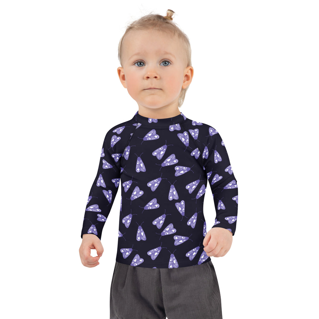 Girls Purple Moth Long Sleeve Rash Guard Swim Shirt – Buttery Soft, Sun Safe UPF 50+ Protection, Quick Dry & 4-Way Stretch Comfort