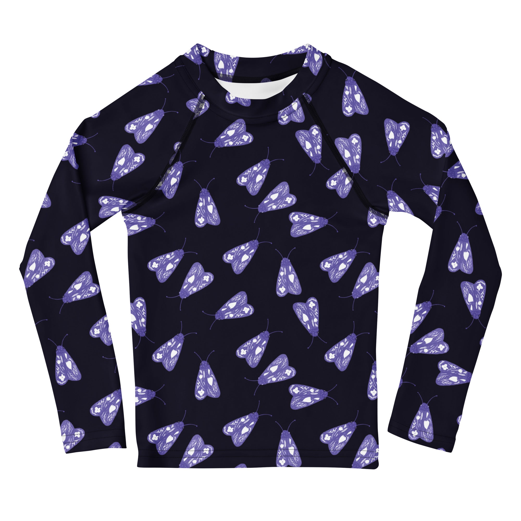 Girls Purple Moth Long Sleeve Rash Guard Swim Shirt – Buttery Soft, Sun Safe UPF 50+ Protection, Quick Dry & 4-Way Stretch Comfort