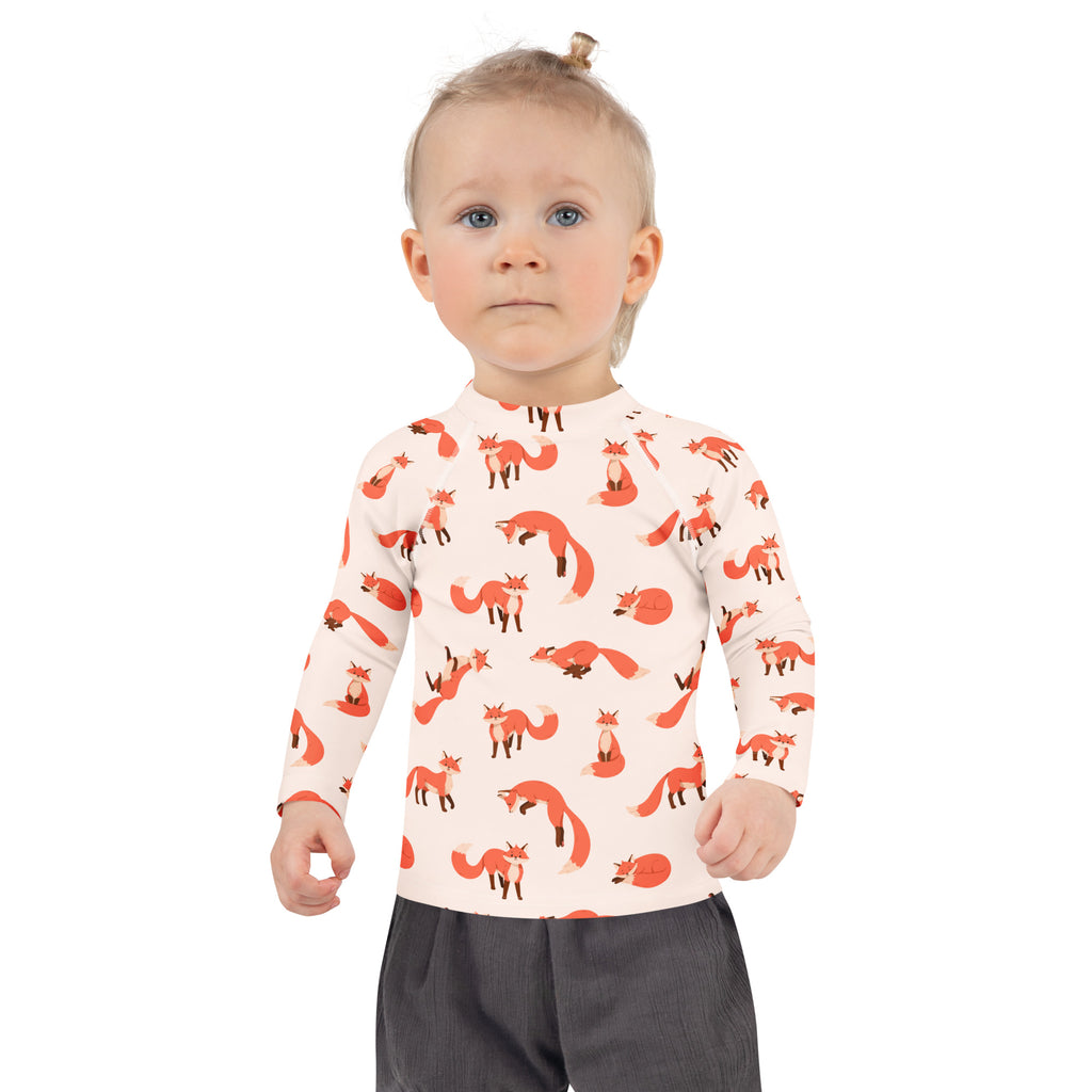 Kids Fox Long Sleeve Rash Guard Swim Shirt – Buttery Soft, Sun Safe UPF 50+ Protection, Quick Dry & 4-Way Stretch Comfort