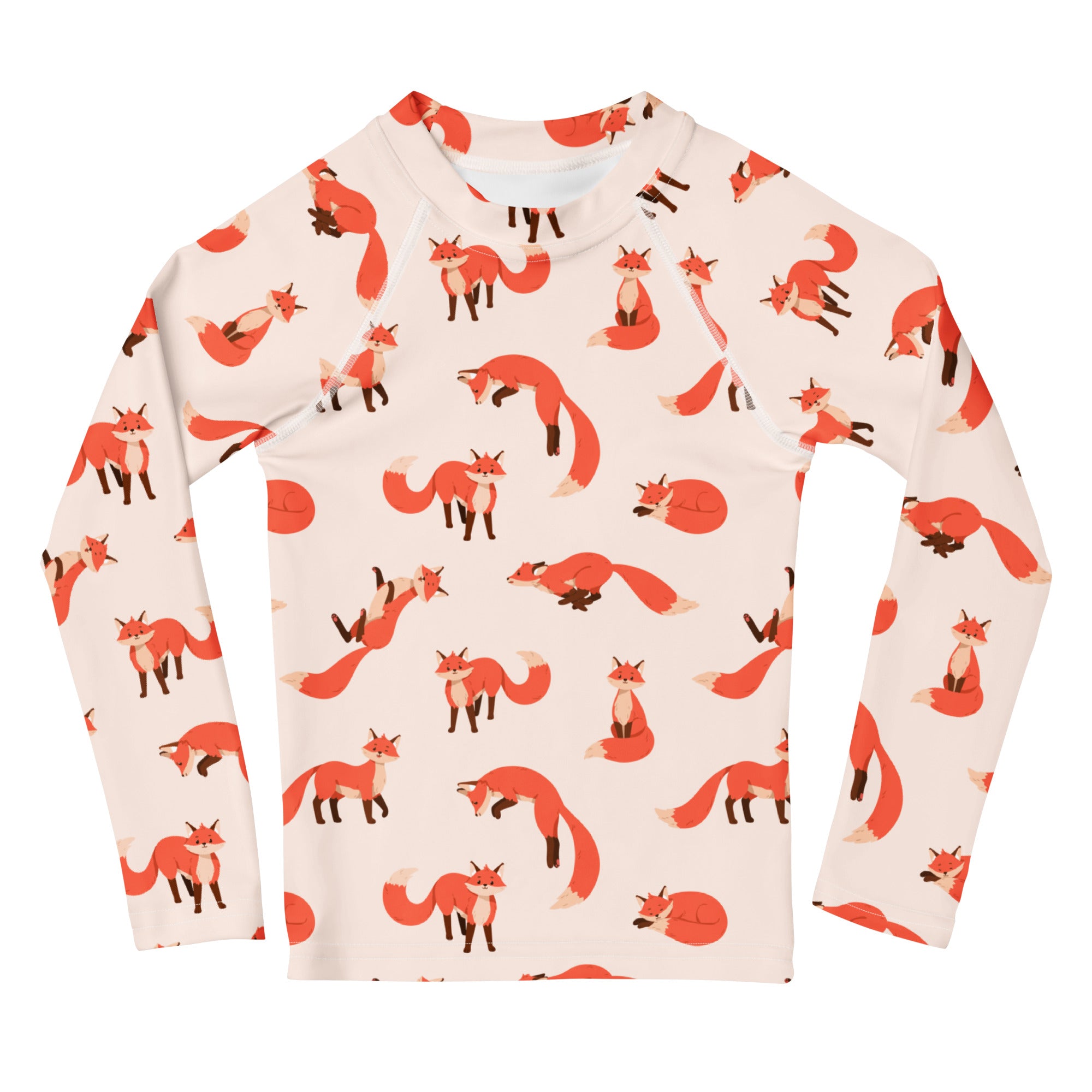 Kids Fox Long Sleeve Rash Guard Swim Shirt – Buttery Soft, Sun Safe UPF 50+ Protection, Quick Dry & 4-Way Stretch Comfort