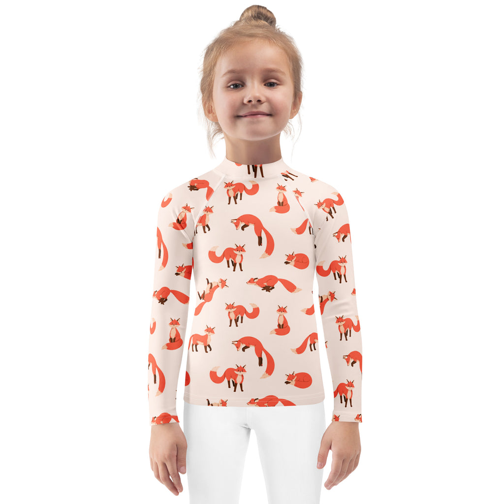 Kids Fox Long Sleeve Rash Guard Swim Shirt – Buttery Soft, Sun Safe UPF 50+ Protection, Quick Dry & 4-Way Stretch Comfort