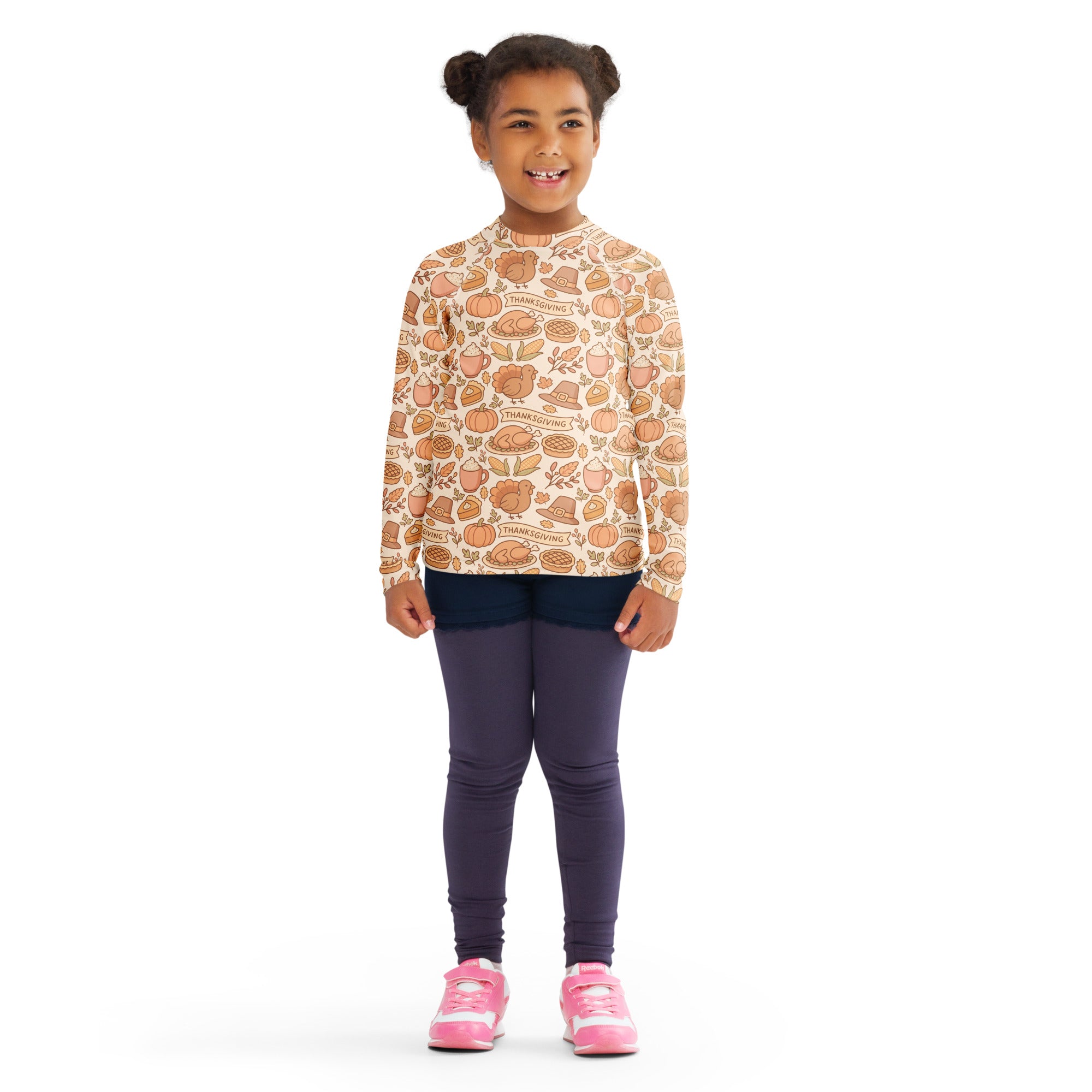 Kids Thanksgiving Turkey Long Sleeve Rash Guard Swim Shirt – Buttery Soft, Sun Safe UPF 50+ Protection, Quick Dry & 4-Way Stretch Comfort