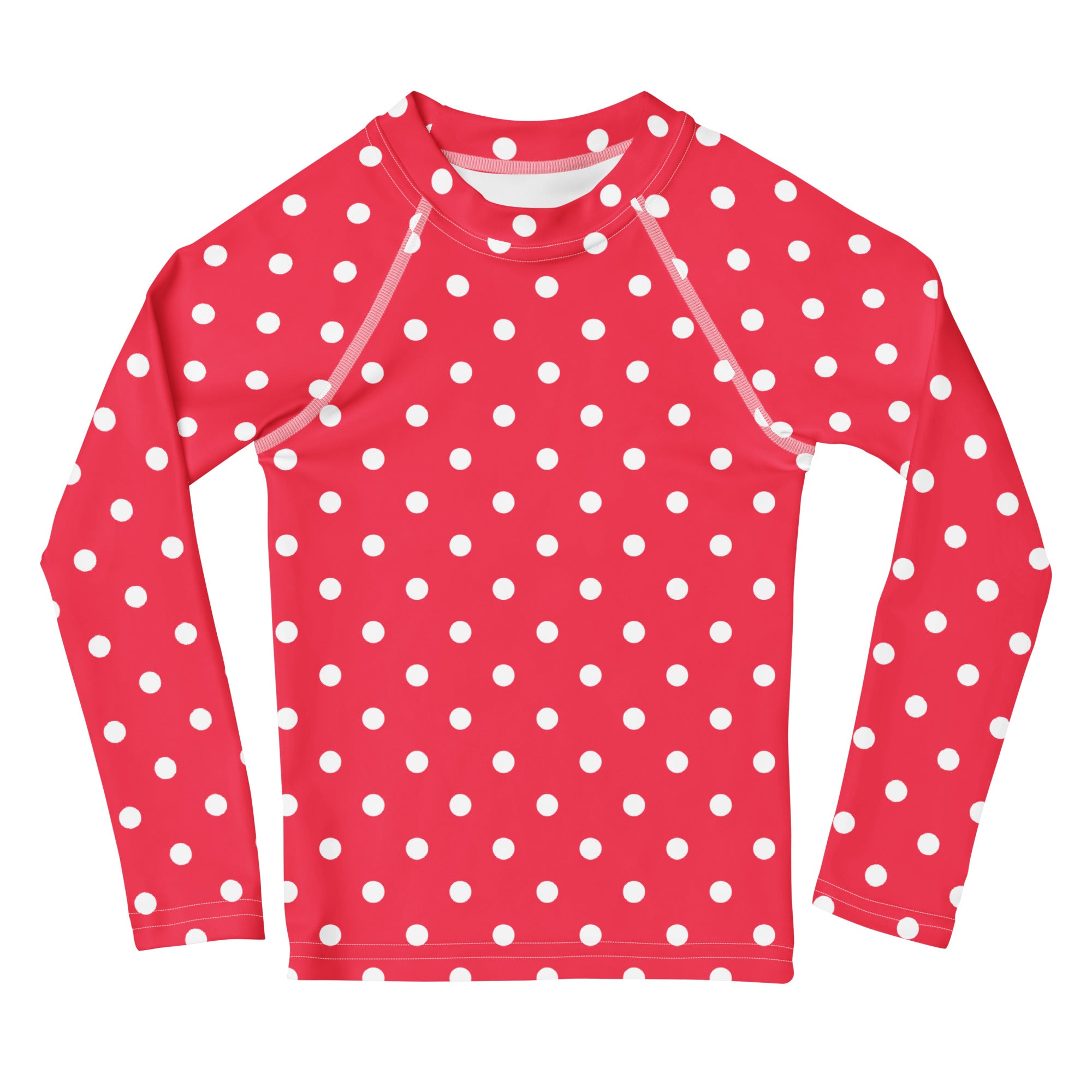 Girls Bright Pink Polka Dot Long Sleeve Rash Guard Swim Shirt – Buttery Soft, Sun Safe UPF 50+ Protection, Quick Dry & 4-Way Stretch Comfort