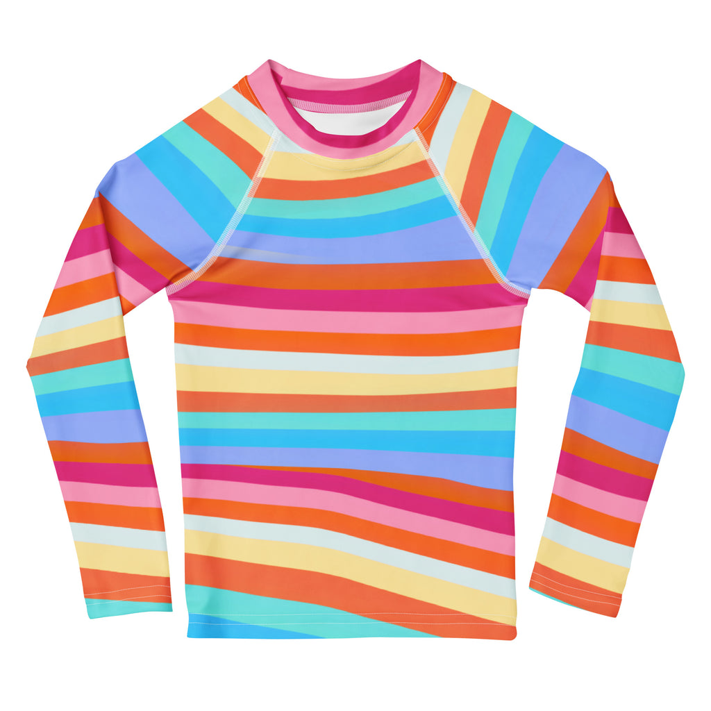 Kids Colorful Sand Long Sleeve Rash Guard Swim Shirt – Buttery Soft, Sun Safe UPF 50+ Protection, Quick Dry & 4-Way Stretch Comfort