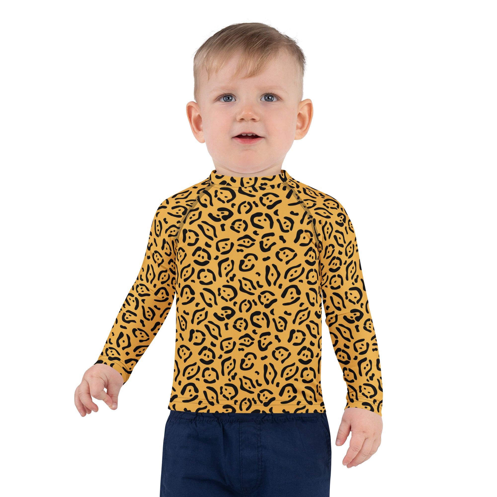 Kids Abstract Leopard Print Long Sleeve Rash Guard Swim Shirt – Buttery Soft, Sun Safe UPF 50+ Protection, Quick Dry & 4-Way Stretch Comfort