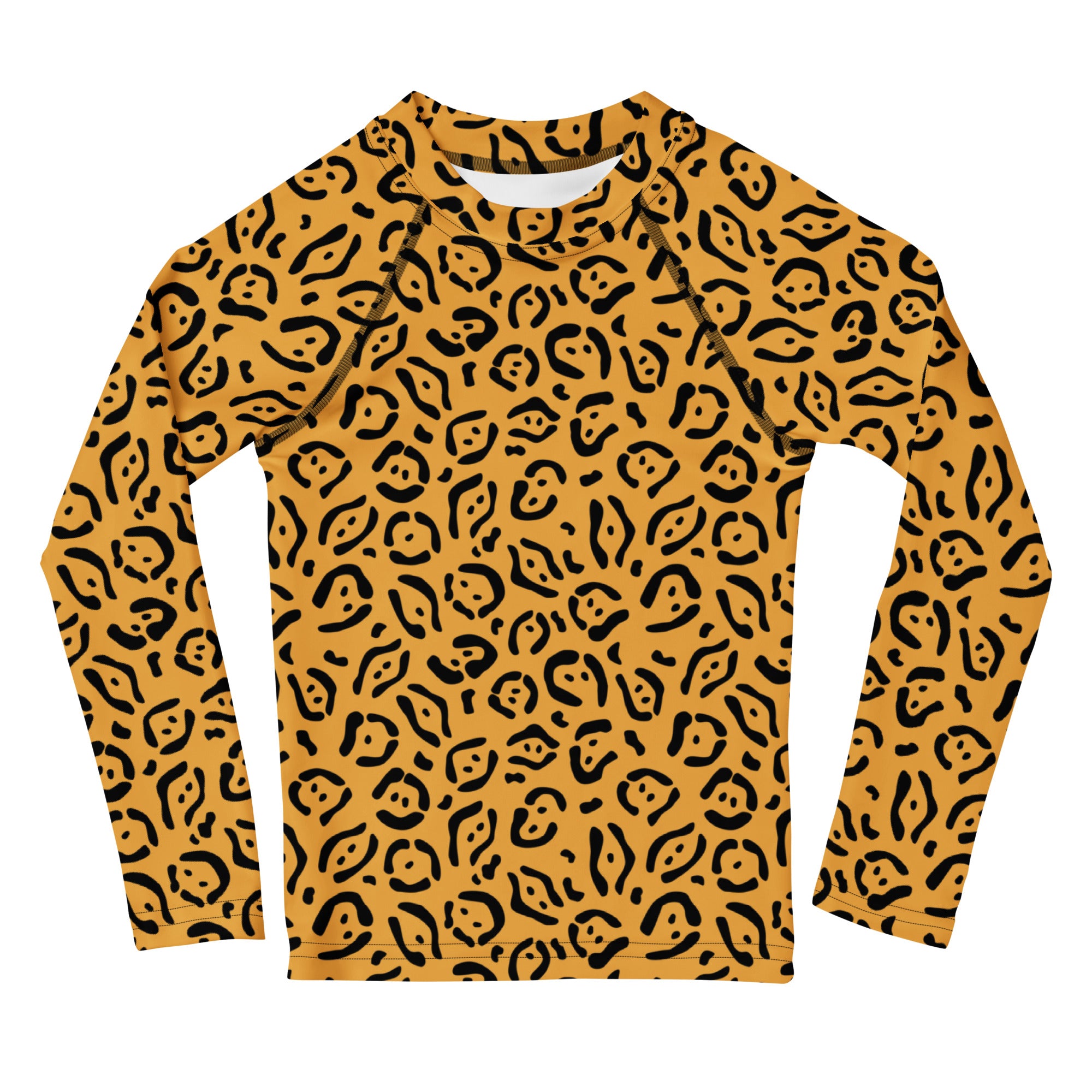 Kids Abstract Leopard Print Long Sleeve Rash Guard Swim Shirt – Buttery Soft, Sun Safe UPF 50+ Protection, Quick Dry & 4-Way Stretch Comfort
