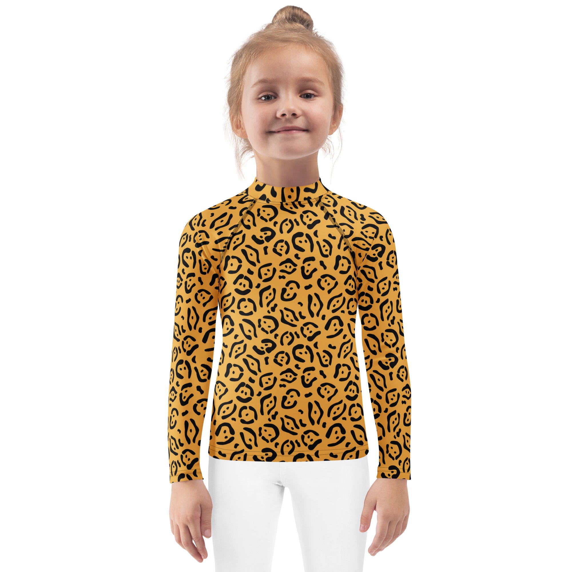 Kids Abstract Leopard Print Long Sleeve Rash Guard Swim Shirt – Buttery Soft, Sun Safe UPF 50+ Protection, Quick Dry & 4-Way Stretch Comfort
