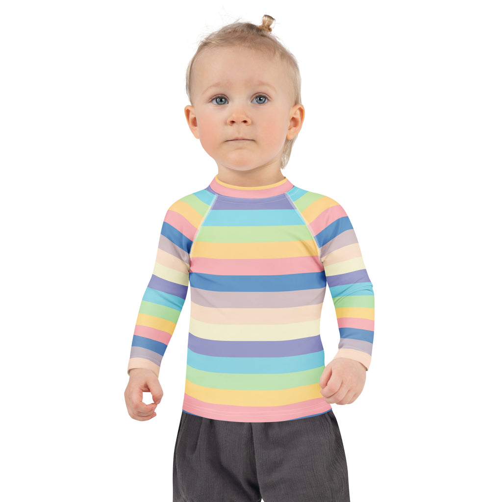 Girls Colorful Beach Striped Long Sleeve Rash Guard Swim Shirt – Buttery Soft, Sun Safe UPF 50+ Protection, Quick Dry & 4-Way Stretch Comfort