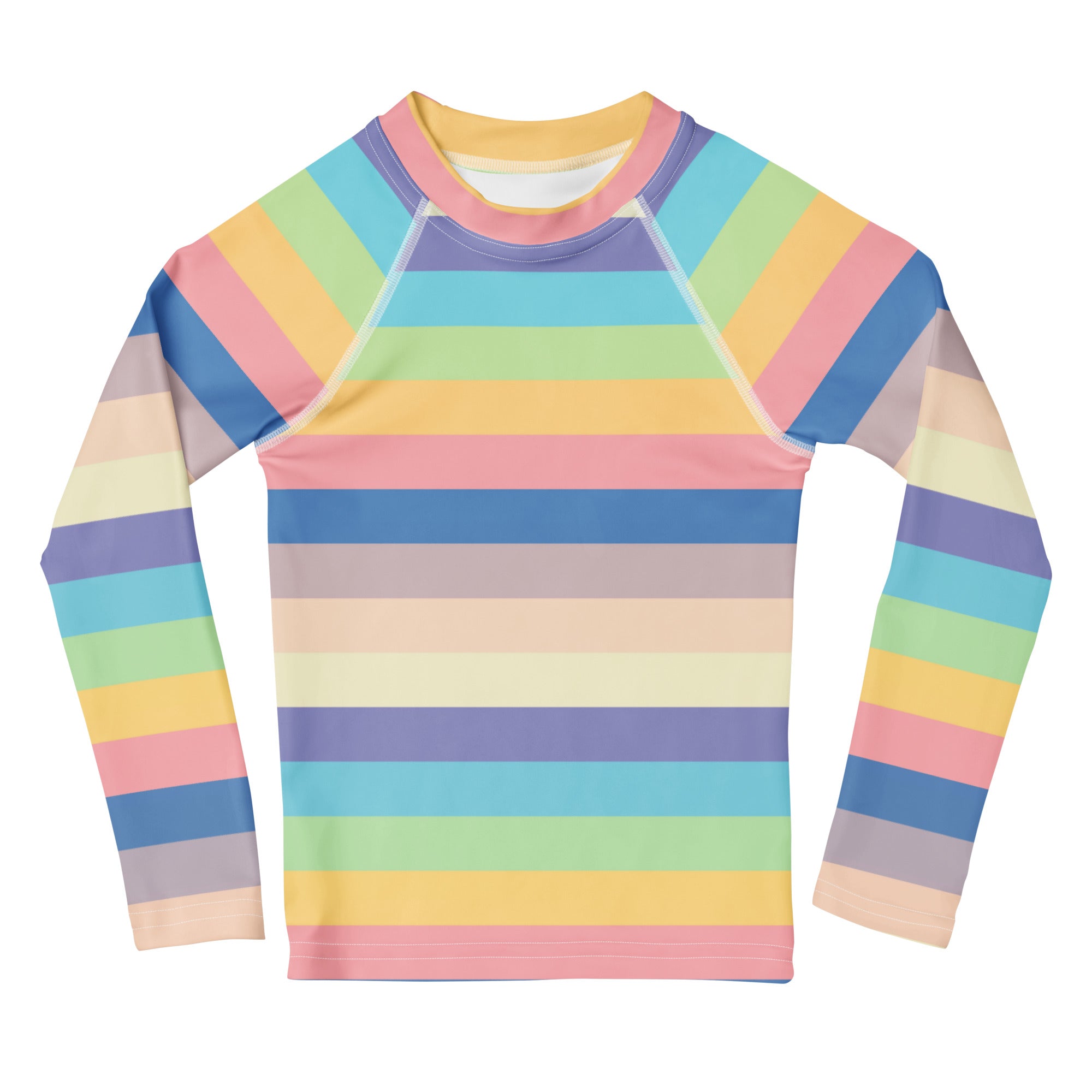 Girls Colorful Beach Striped Long Sleeve Rash Guard Swim Shirt – Buttery Soft, Sun Safe UPF 50+ Protection, Quick Dry & 4-Way Stretch Comfort