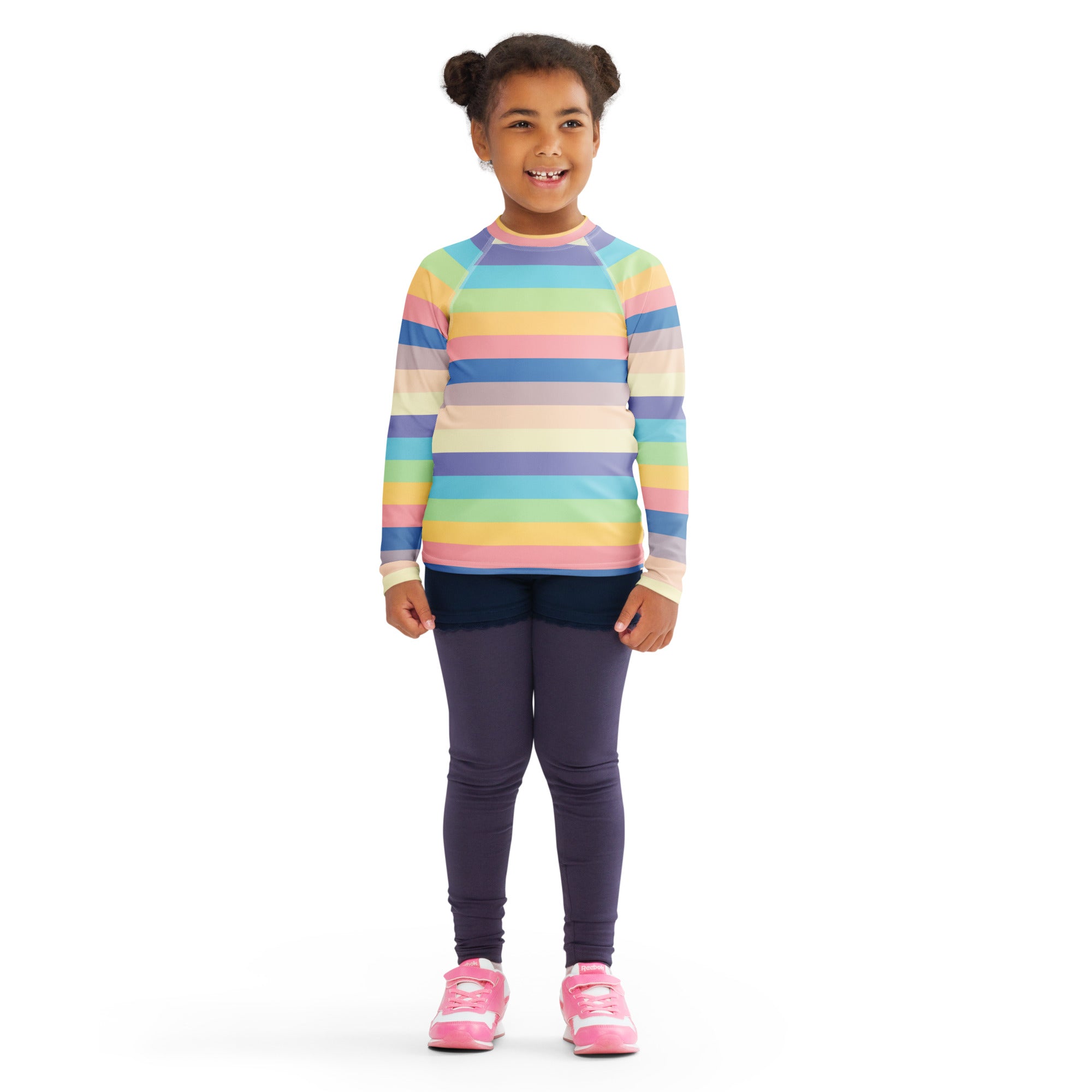 Girls Colorful Beach Striped Long Sleeve Rash Guard Swim Shirt – Buttery Soft, Sun Safe UPF 50+ Protection, Quick Dry & 4-Way Stretch Comfort