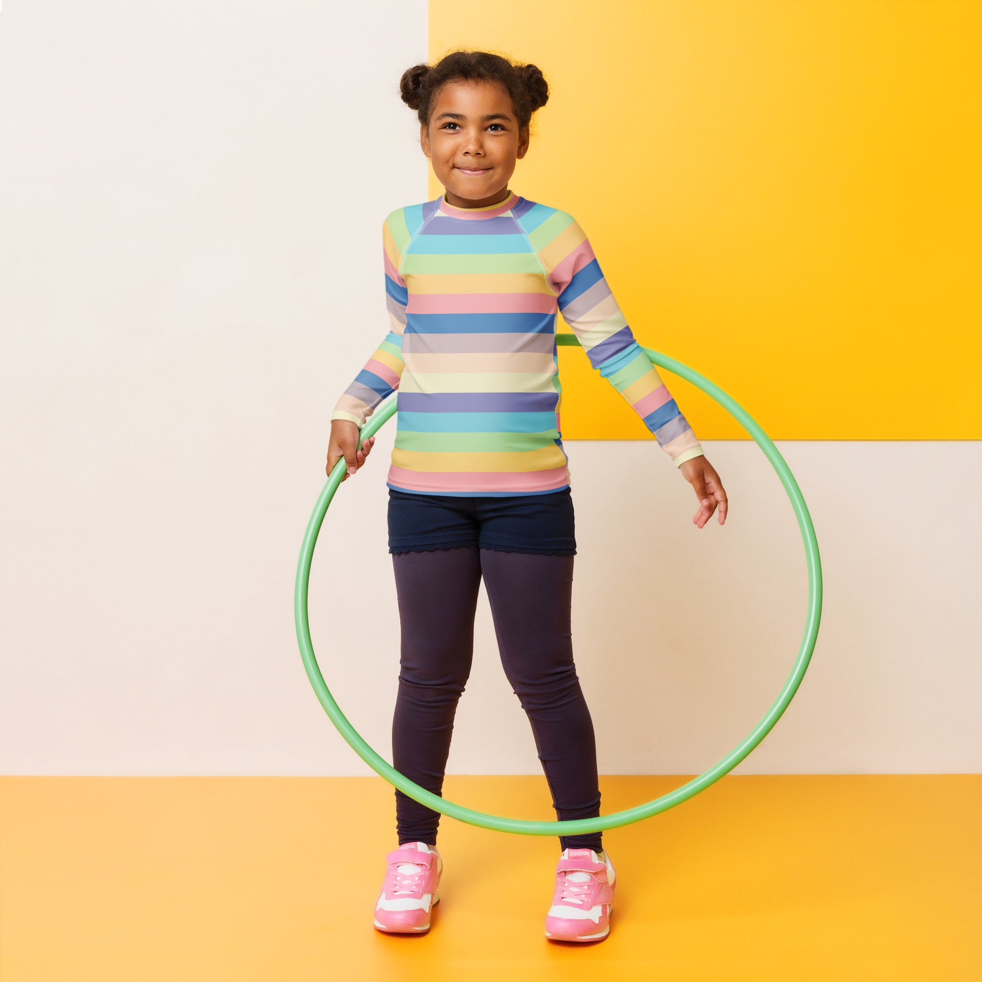 Girls Colorful Beach Striped Long Sleeve Rash Guard Swim Shirt – Buttery Soft, Sun Safe UPF 50+ Protection, Quick Dry & 4-Way Stretch Comfort