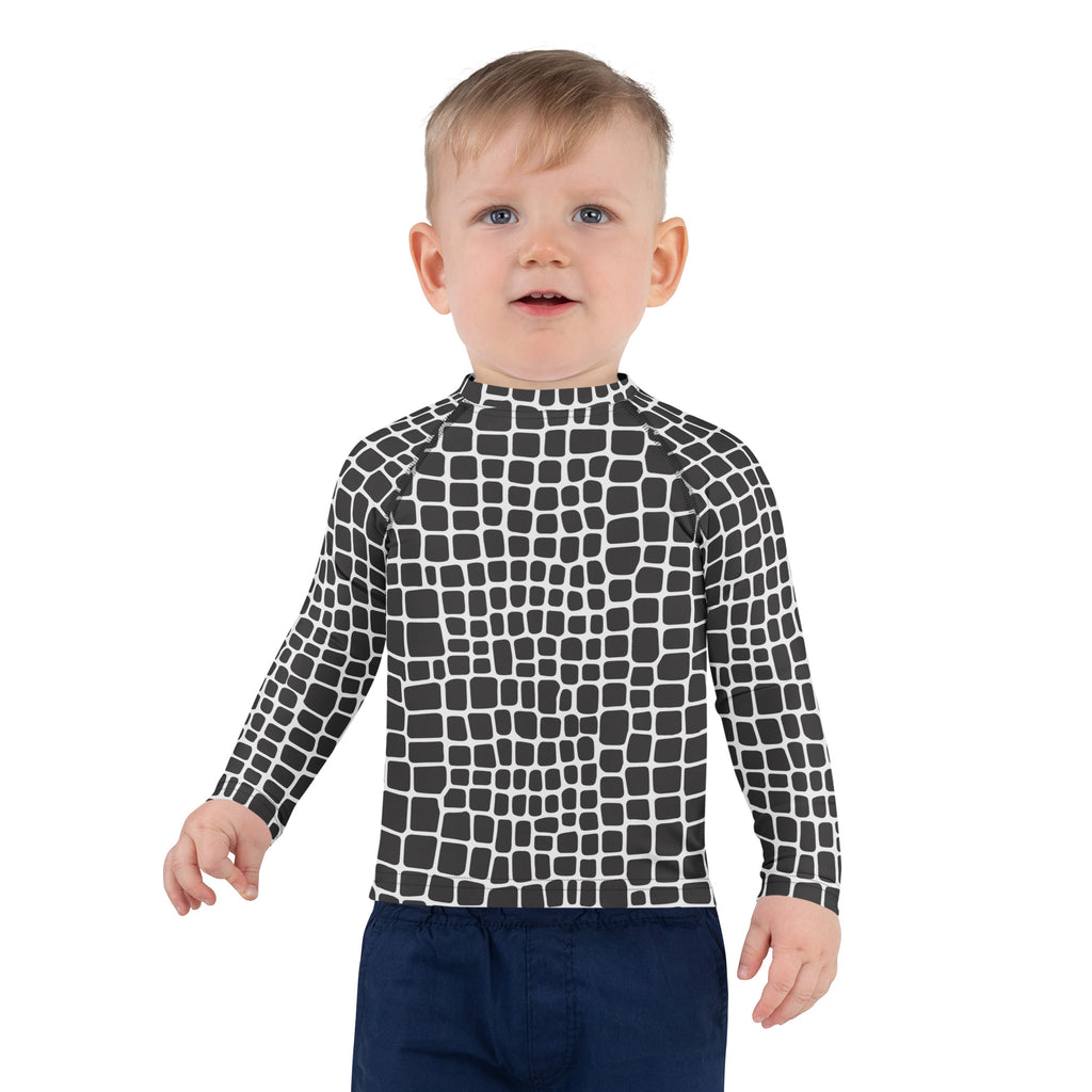 Kids Crocodile Print Long Sleeve Rash Guard Swim Shirt – Buttery Soft, Sun Safe UPF 50+ Protection, Quick Dry & 4-Way Stretch Comfort