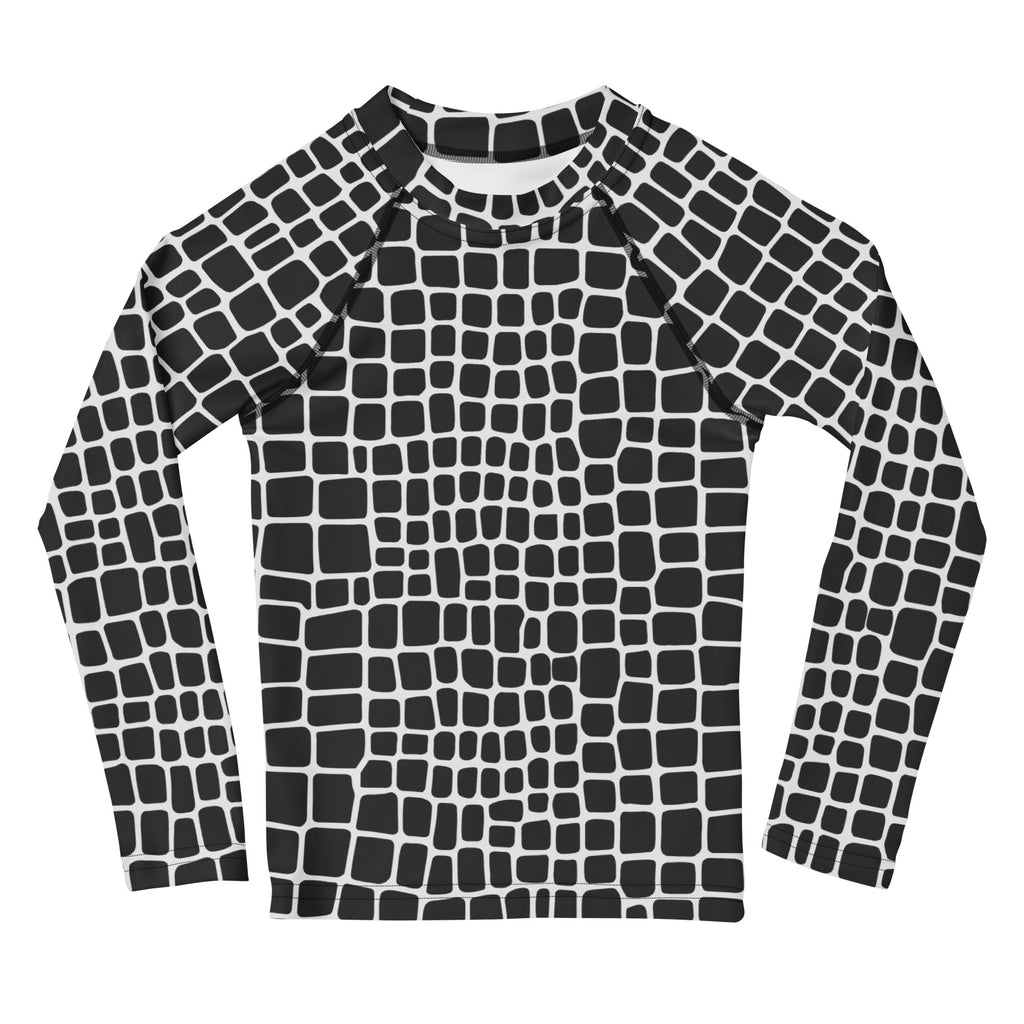 Kids Crocodile Print Long Sleeve Rash Guard Swim Shirt – Buttery Soft, Sun Safe UPF 50+ Protection, Quick Dry & 4-Way Stretch Comfort