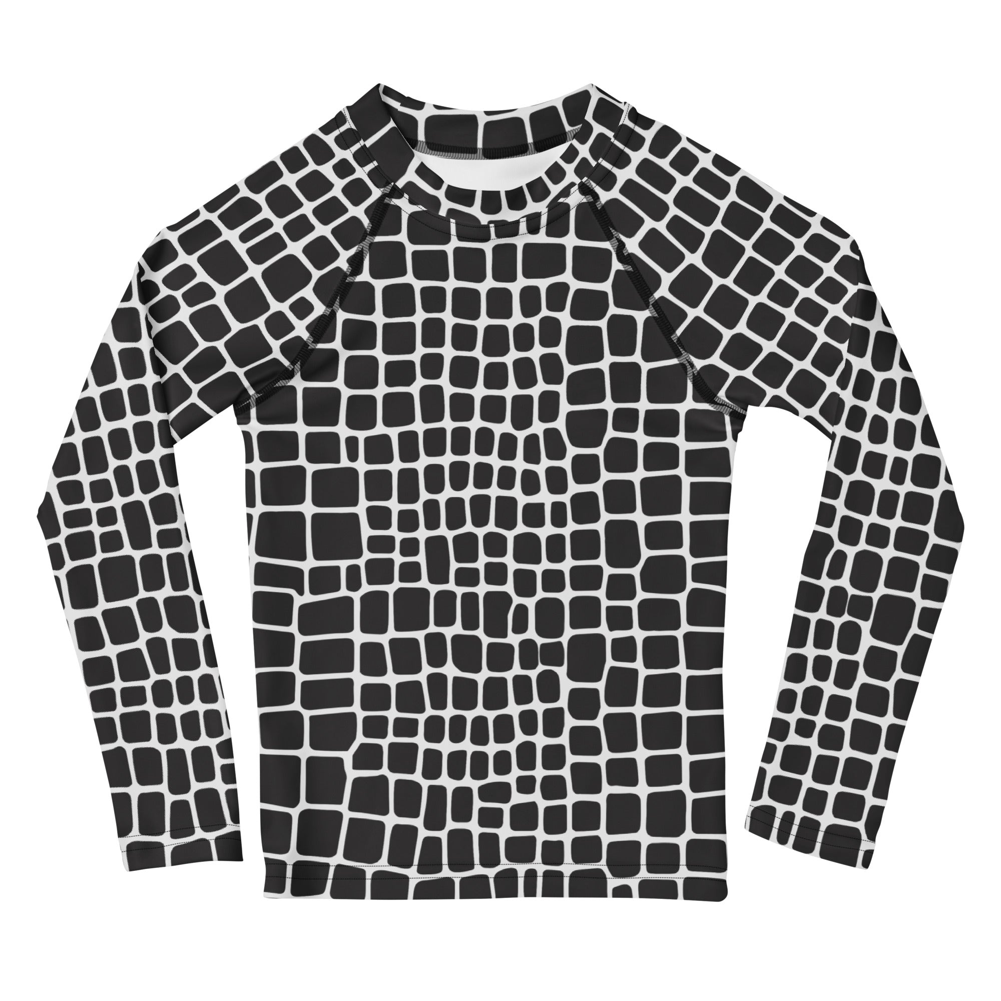 Kids Crocodile Print Long Sleeve Rash Guard Swim Shirt – Buttery Soft, Sun Safe UPF 50+ Protection, Quick Dry & 4-Way Stretch Comfort