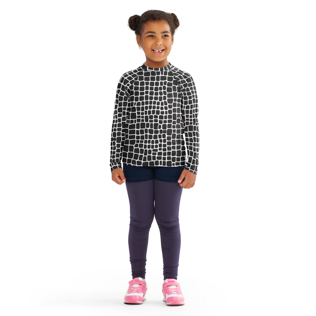 Kids Crocodile Print Long Sleeve Rash Guard Swim Shirt – Buttery Soft, Sun Safe UPF 50+ Protection, Quick Dry & 4-Way Stretch Comfort