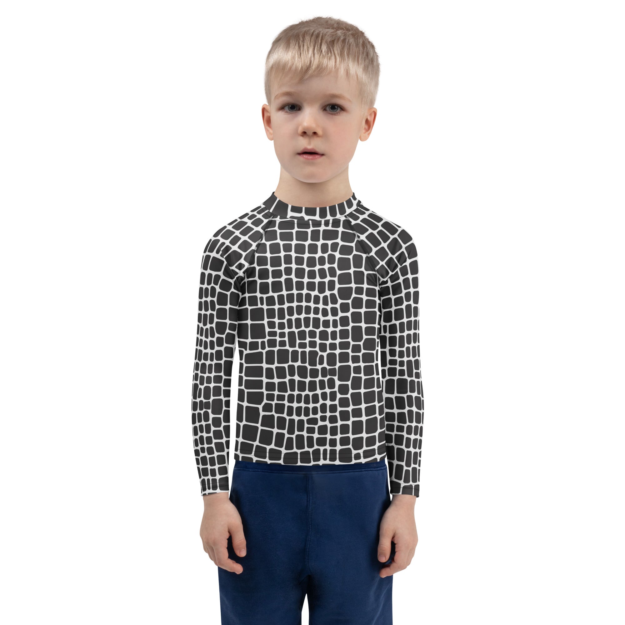 Kids Crocodile Print Long Sleeve Rash Guard Swim Shirt – Buttery Soft, Sun Safe UPF 50+ Protection, Quick Dry & 4-Way Stretch Comfort