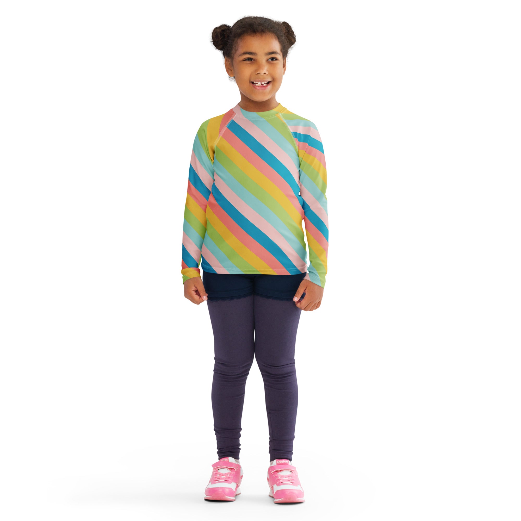 Kids Seaside Stripe Long Sleeve Rash Guard Swim Shirt – Buttery Soft, Sun Safe UPF 50+ Protection, Quick Dry & 4-Way Stretch Comfort