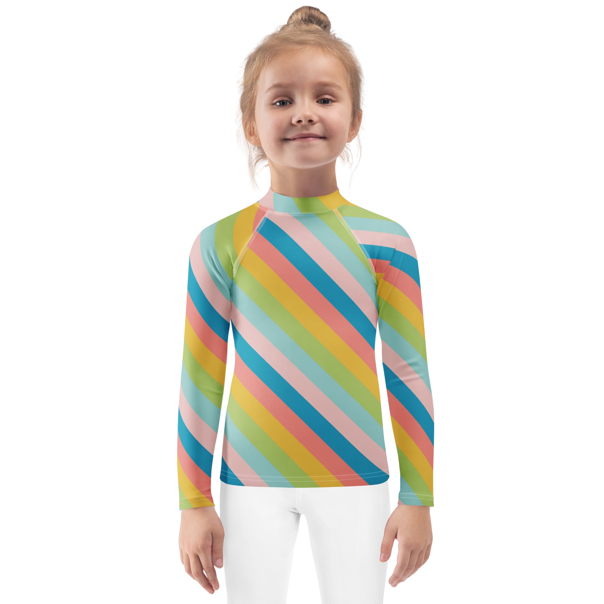 Kids Seaside Stripe Long Sleeve Rash Guard Swim Shirt – Buttery Soft, Sun Safe UPF 50+ Protection, Quick Dry & 4-Way Stretch Comfort