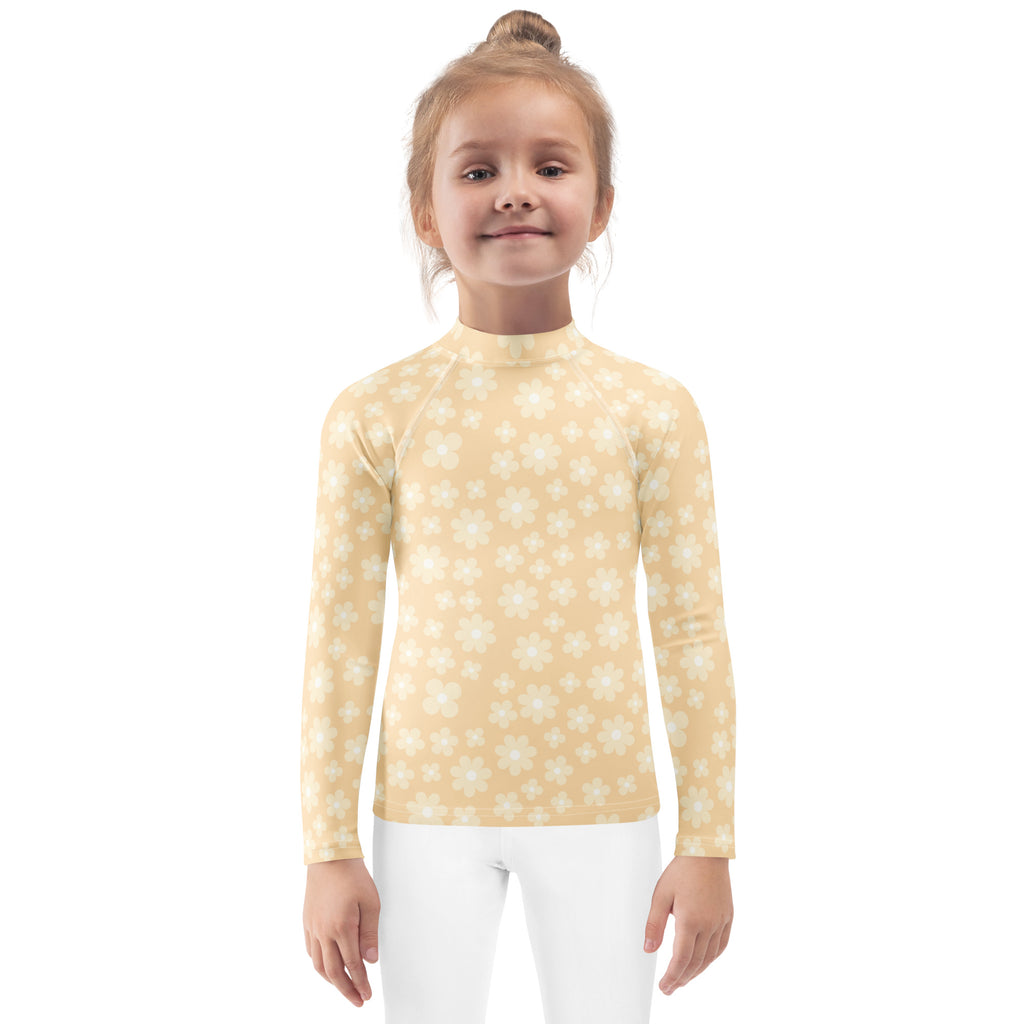 Kids Buttercup Bloom Long Sleeve Rash Guard Swim Shirt – Buttery Soft, Sun Safe UPF 50+ Protection, Quick Dry & 4-Way Stretch Comfort