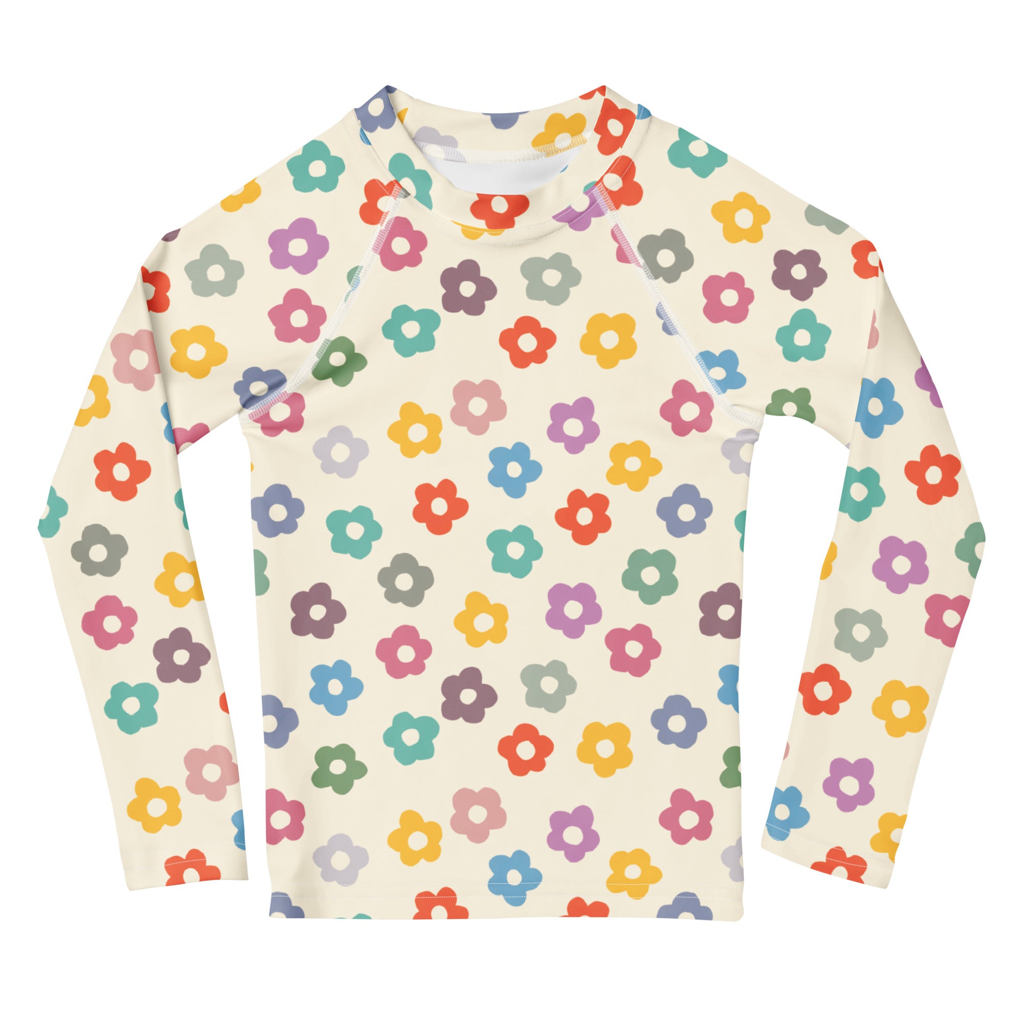 Kids Confetti Bloom Long Sleeve Rash Guard Swim Shirt – Buttery Soft, Sun Safe UPF 50+ Protection, Quick Dry & 4-Way Stretch Comfort