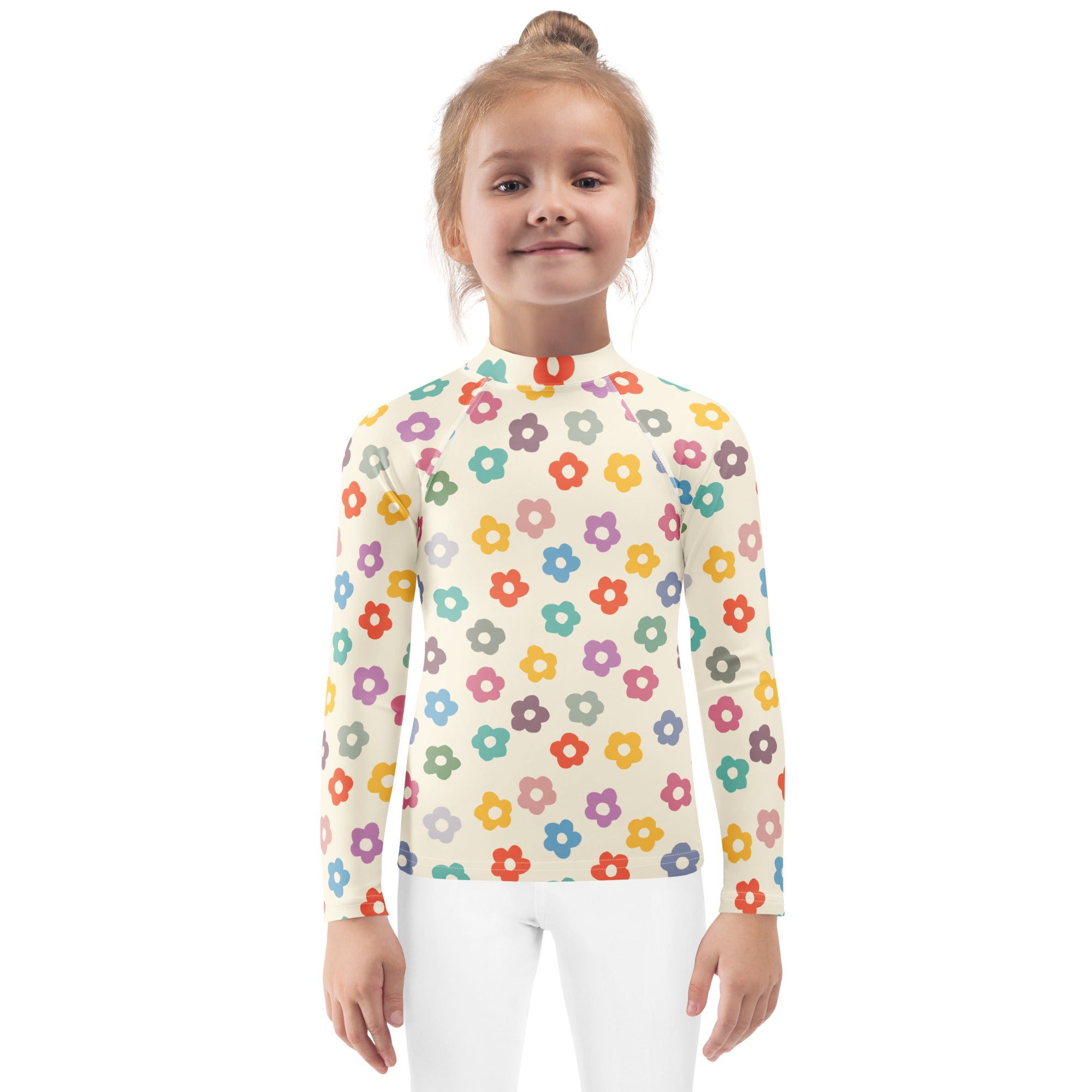 Kids Confetti Bloom Long Sleeve Rash Guard Swim Shirt – Buttery Soft, Sun Safe UPF 50+ Protection, Quick Dry & 4-Way Stretch Comfort