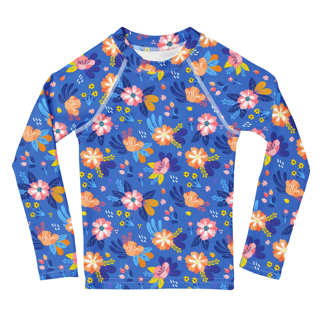 Kids Royal Bloom Long Sleeve Rash Guard Swim Shirt – Buttery Soft, Sun Safe UPF 50+ Protection, Quick Dry & 4-Way Stretch Comfort