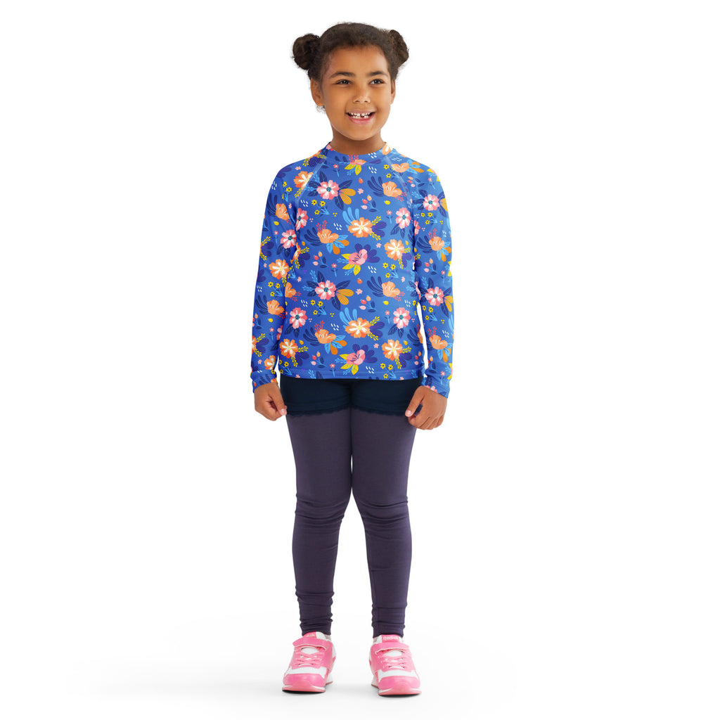Kids Royal Bloom Long Sleeve Rash Guard Swim Shirt – Buttery Soft, Sun Safe UPF 50+ Protection, Quick Dry & 4-Way Stretch Comfort