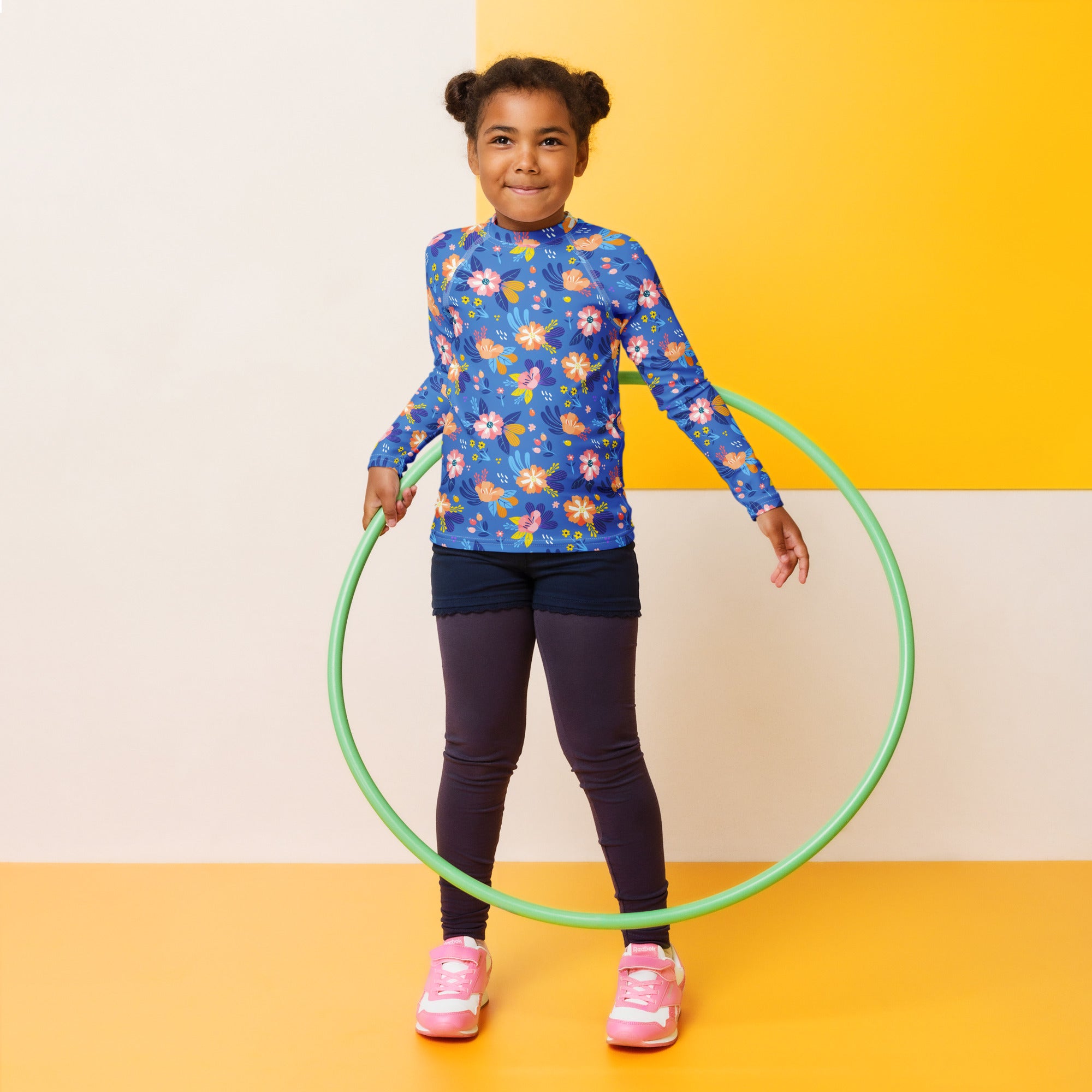 Kids Royal Bloom Long Sleeve Rash Guard Swim Shirt – Buttery Soft, Sun Safe UPF 50+ Protection, Quick Dry & 4-Way Stretch Comfort