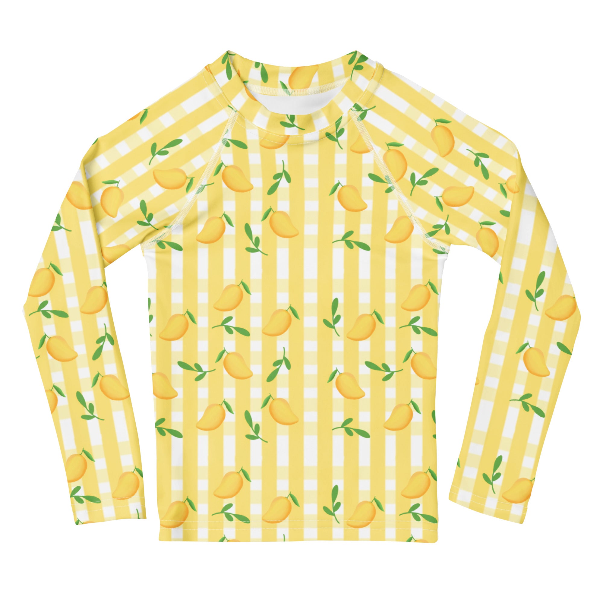 Kids Sunny Lemon Stripe Long Sleeve Rash Guard Swim Shirt – Buttery Soft, Sun Safe UPF 50+ Protection, Quick Dry & 4-Way Stretch Comfort