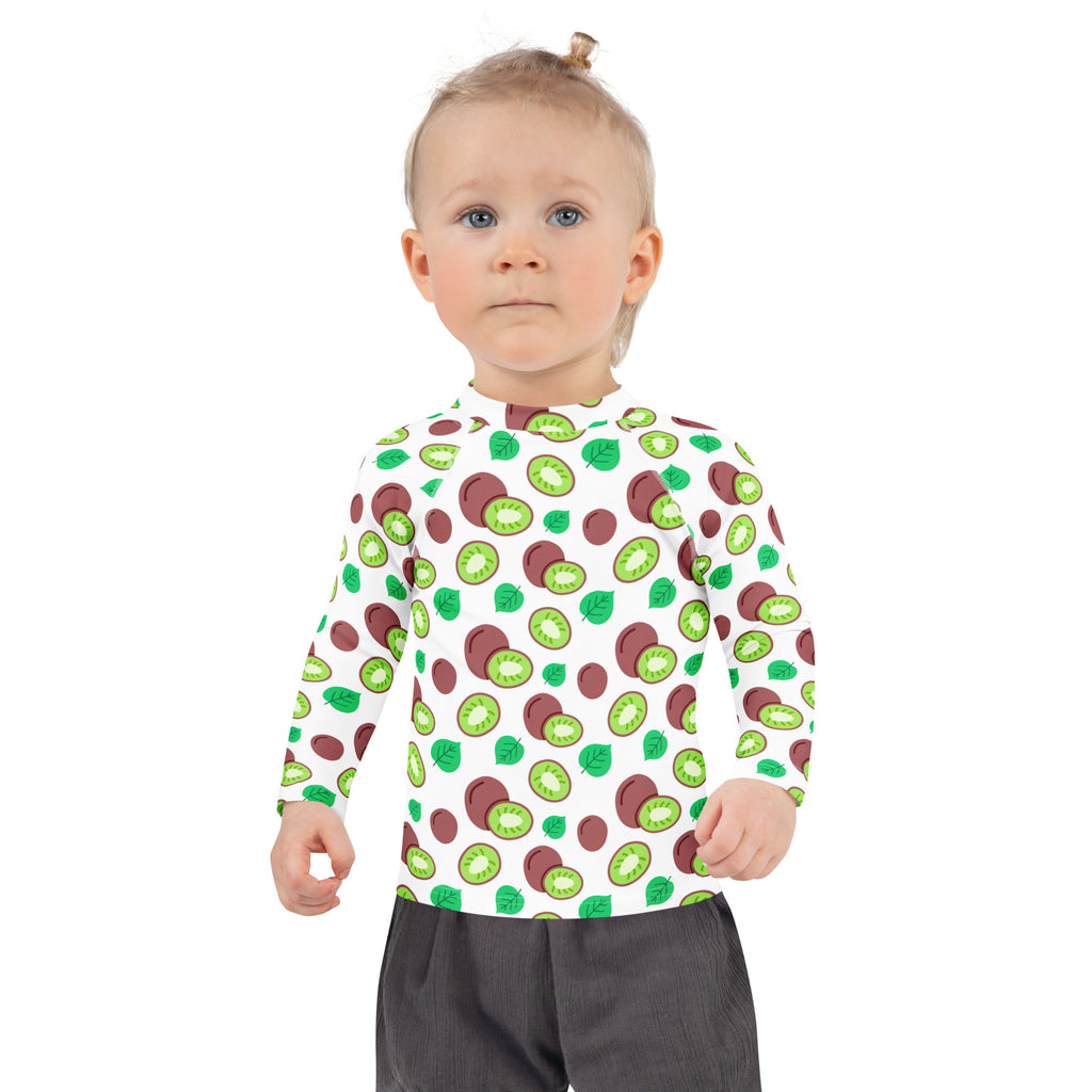 Kids Summer Kiwi Long Sleeve Rash Guard Swim Shirt – Buttery Soft, Sun Safe UPF 50+ Protection, Quick Dry & 4-Way Stretch Comfort