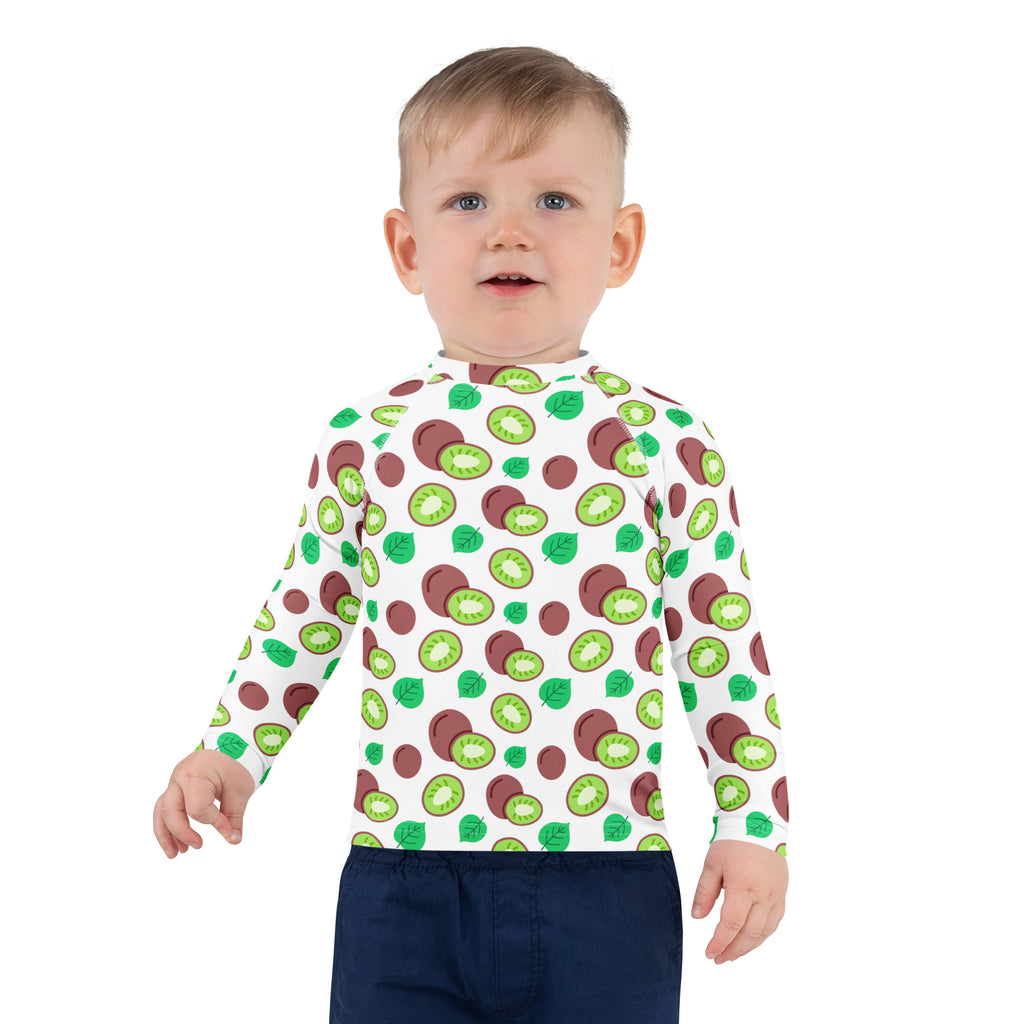 Kids Summer Kiwi Long Sleeve Rash Guard Swim Shirt – Buttery Soft, Sun Safe UPF 50+ Protection, Quick Dry & 4-Way Stretch Comfort