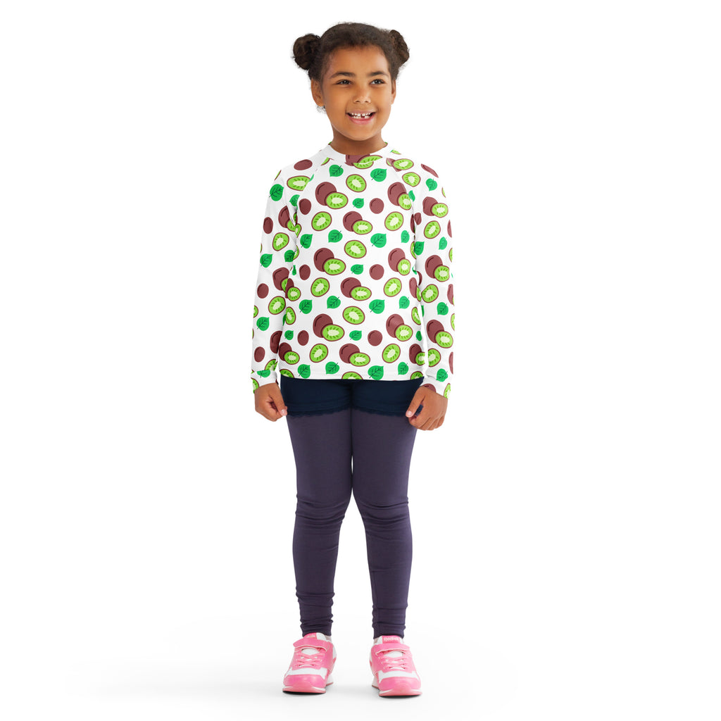 Kids Summer Kiwi Long Sleeve Rash Guard Swim Shirt – Buttery Soft, Sun Safe UPF 50+ Protection, Quick Dry & 4-Way Stretch Comfort