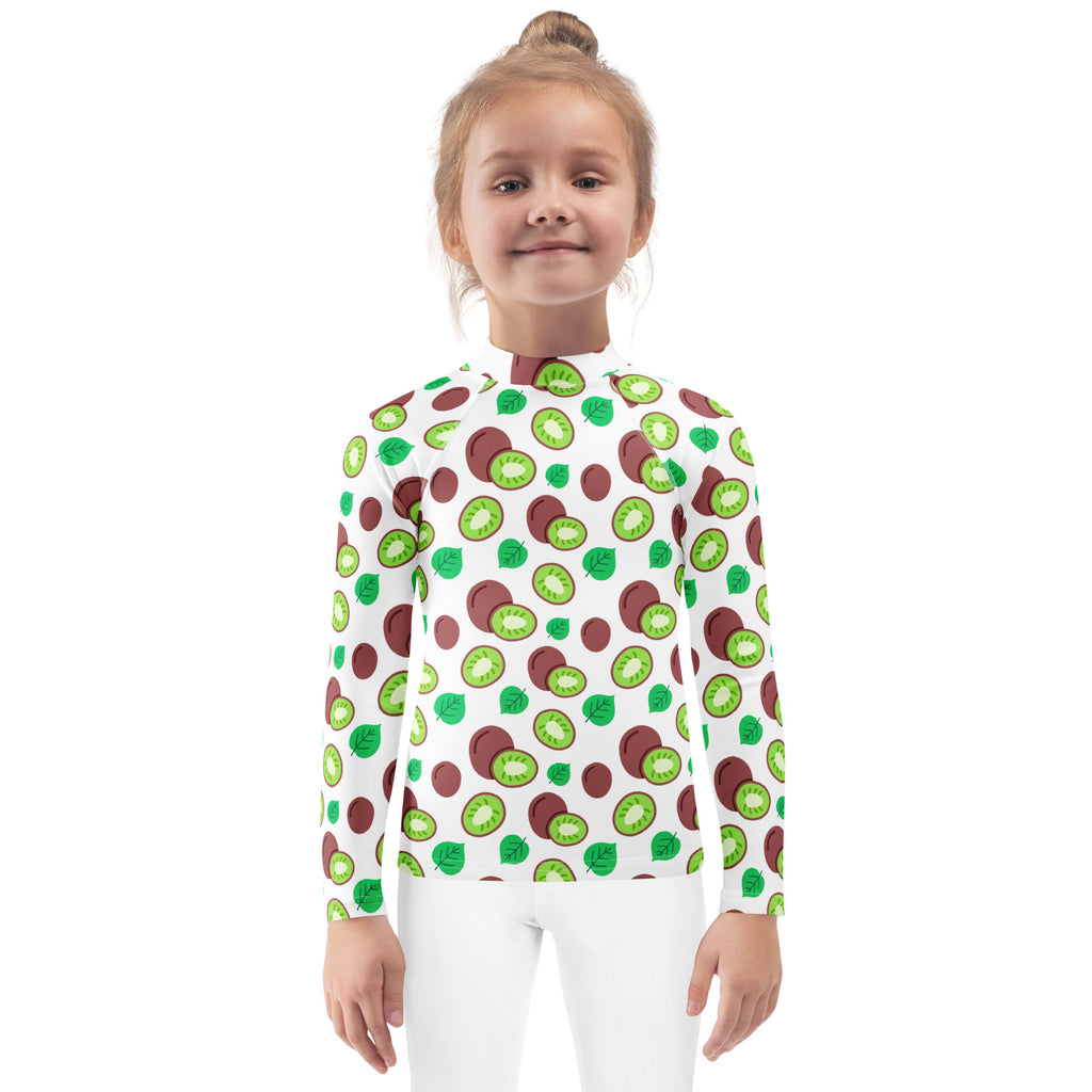 Kids Summer Kiwi Long Sleeve Rash Guard Swim Shirt – Buttery Soft, Sun Safe UPF 50+ Protection, Quick Dry & 4-Way Stretch Comfort