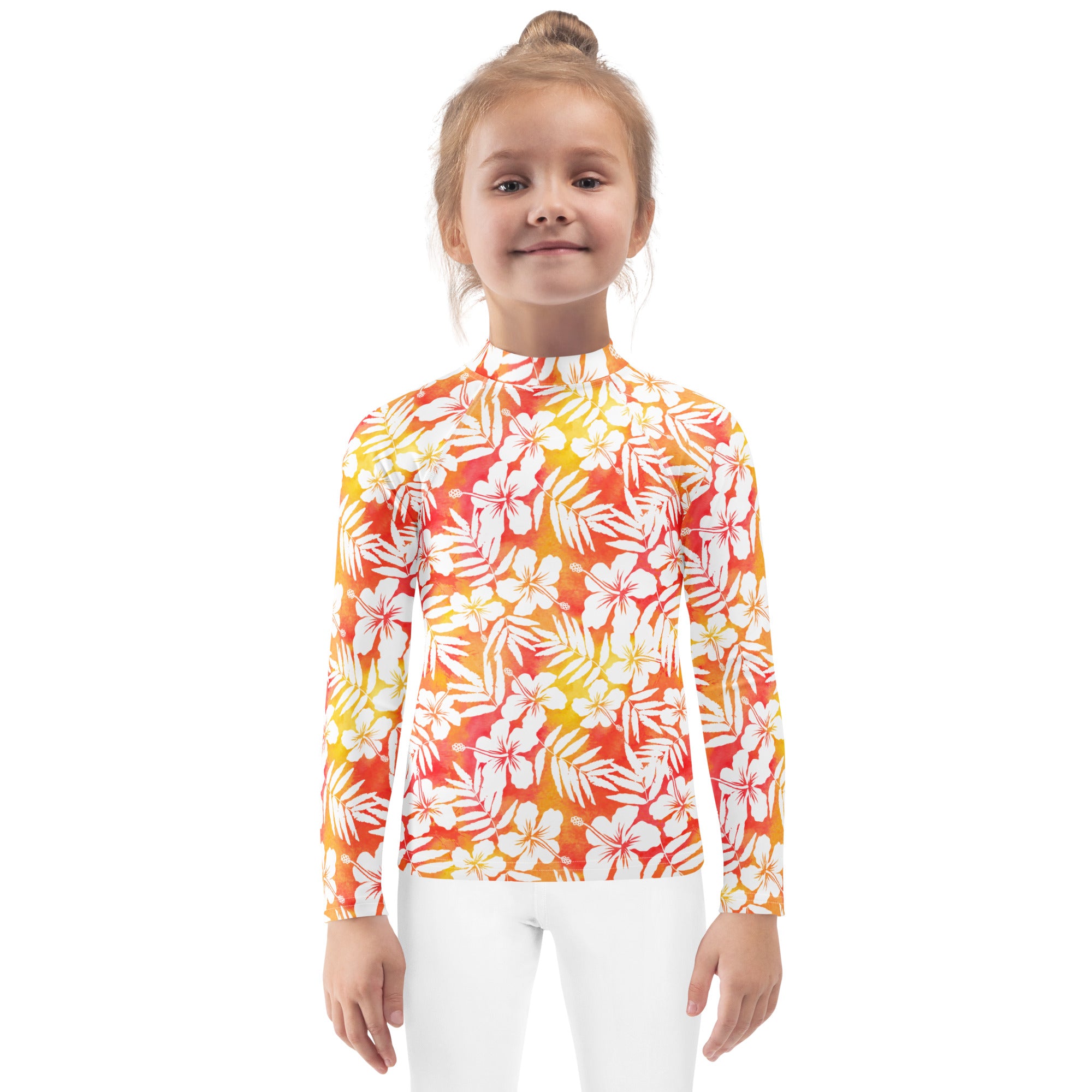 Kids Tropical Sunset Long Sleeve Rash Guard Swim Shirt – Buttery Soft, Sun Safe UPF 50+ Protection, Quick Dry & 4-Way Stretch Comfort
