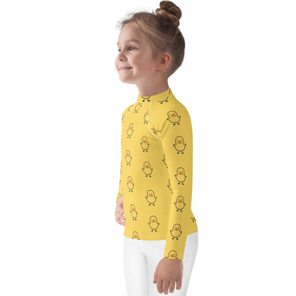 Kids Long Sleeve Yellow Duck Rash Guard Swim Shirt With UPF 50+