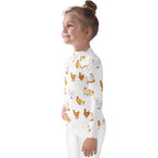 Kids Chicken Pattern Long Sleeve Rash Guard Swim Shirt With UPF 50+