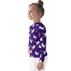 Girls Space Unicorn Long Sleeve Rash Guard Swim Shirt With UPF 50+