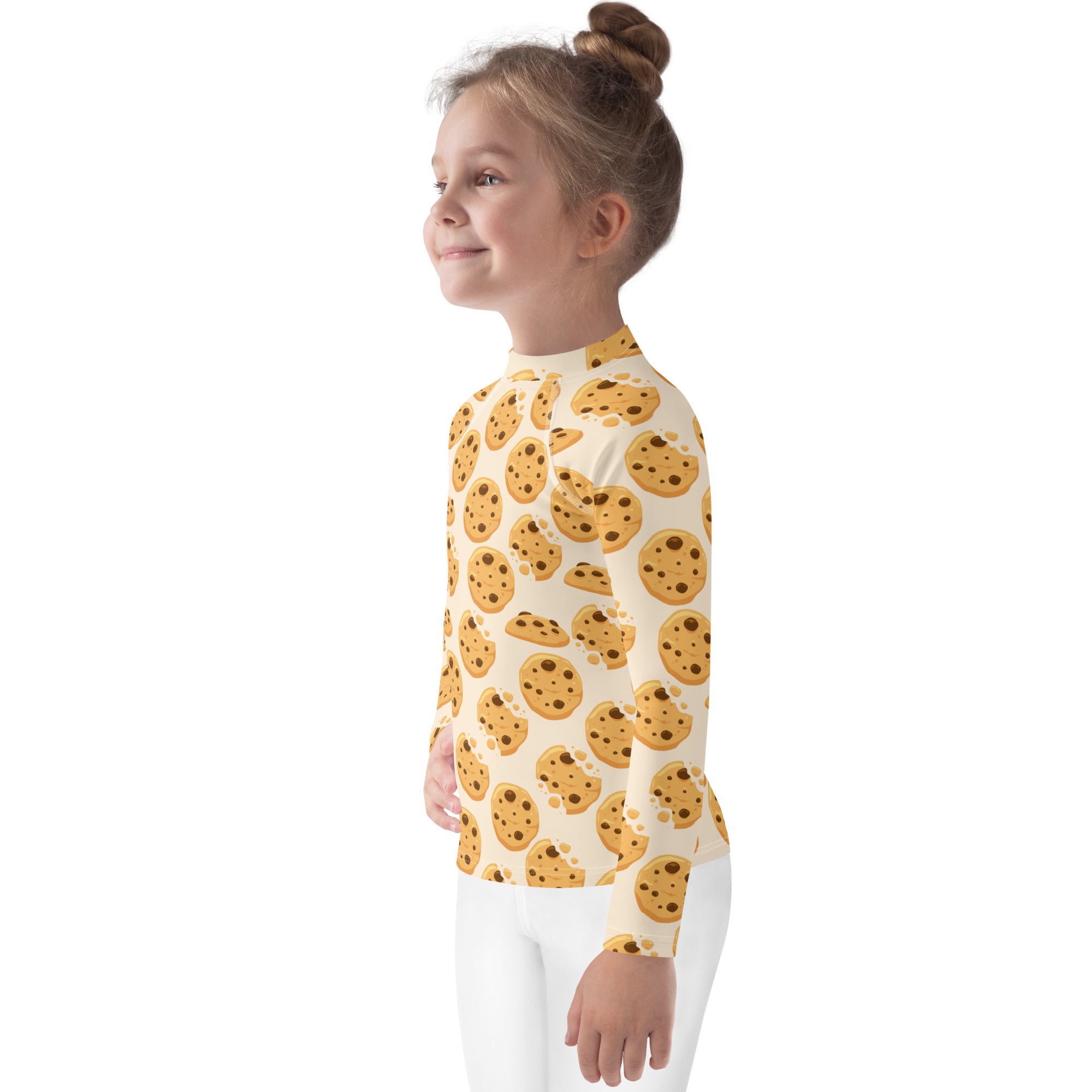 Kids Chocolate Chip Cookies Long Sleeve Rash Guard Swim Shirt With UPF 50+