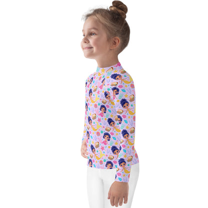 Girls Mermaid Adventure Long Sleeve Rash Guard Swim Shirt With UPF 50+