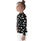 Kids Paw Print Long Sleeve Rash Guard Swim Shirt With UPF 50+