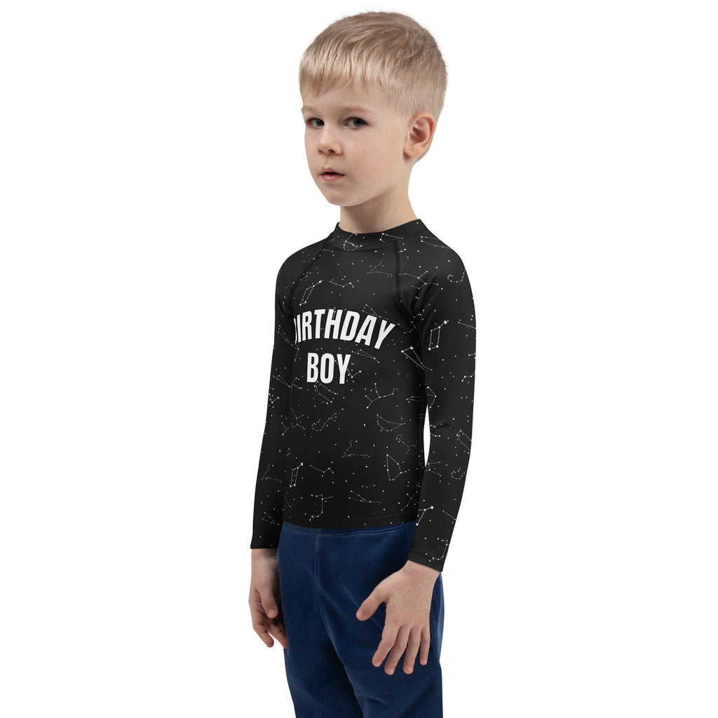 Birthday Boy Realistic Constelations Long Sleeve Rash Guard Swim Shirt With UPF 50+