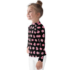 Girls Pink Pumpkins Halloween Long Sleeve Rash Guard Swim Shirt With UPF 50+