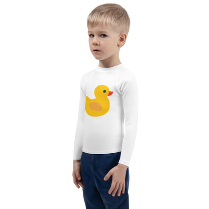 Kids Rubber Duck Long Sleeve Rash Guard Swim Shirt With UPF 50+