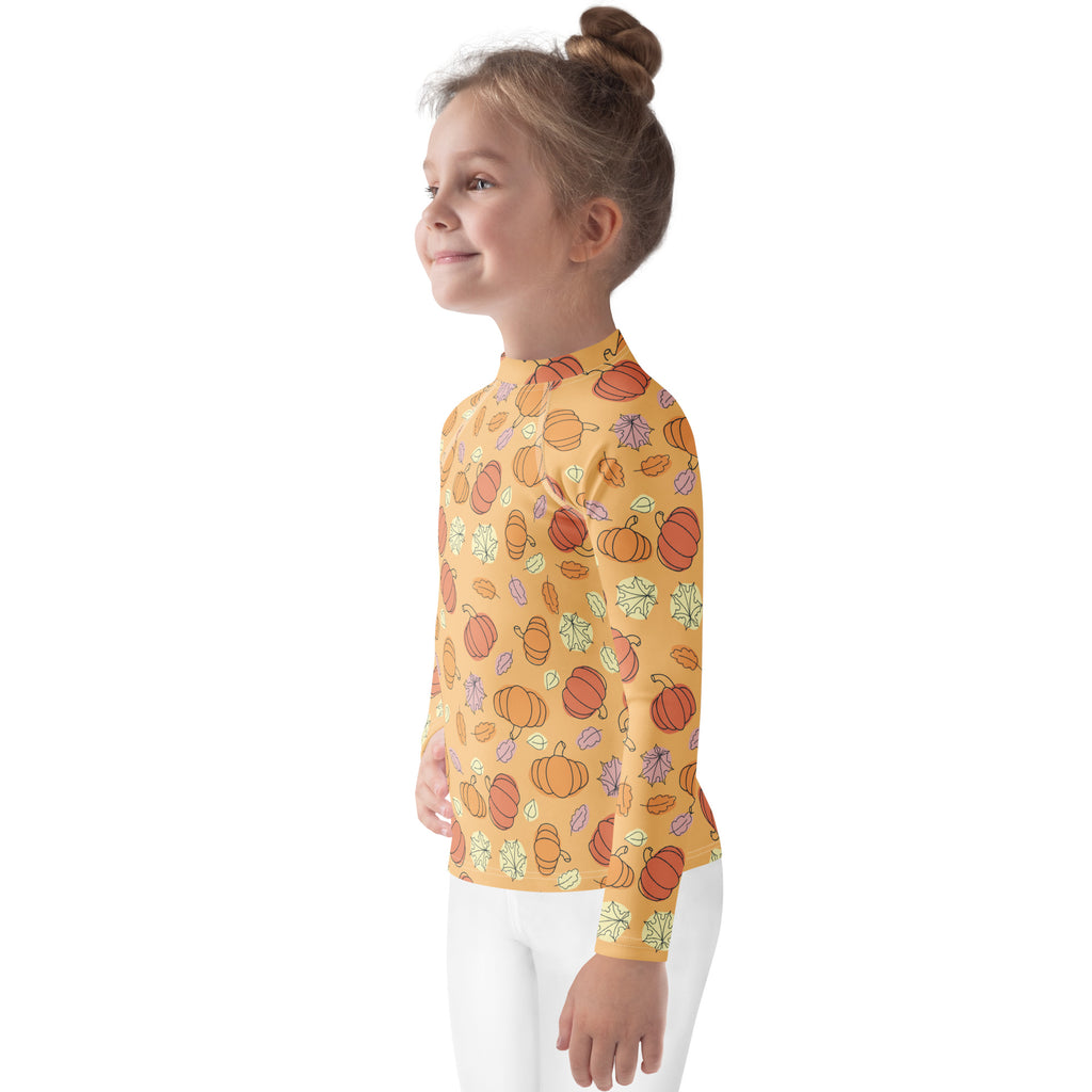 Kids Pumpkin Patch Long Sleeve Rash Guard Swim Shirt – Buttery Soft, Sun Safe UPF 50+ Protection, Quick Dry & 4-Way Stretch Comfort