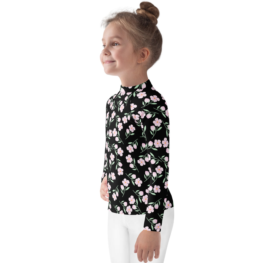 Girls Floral Flowers Long Sleeve Rash Guard Swim Shirt – Buttery Soft, Sun Safe UPF 50+ Protection, Quick Dry & 4-Way Stretch Comfort