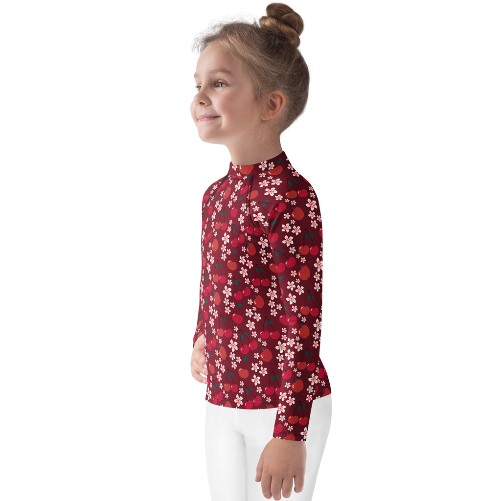 Girls Cherry Blossom Long Sleeve Rash Guard Swim Shirt – Buttery Soft, Sun Safe UPF 50+ Protection, Quick Dry & 4-Way Stretch Comfort