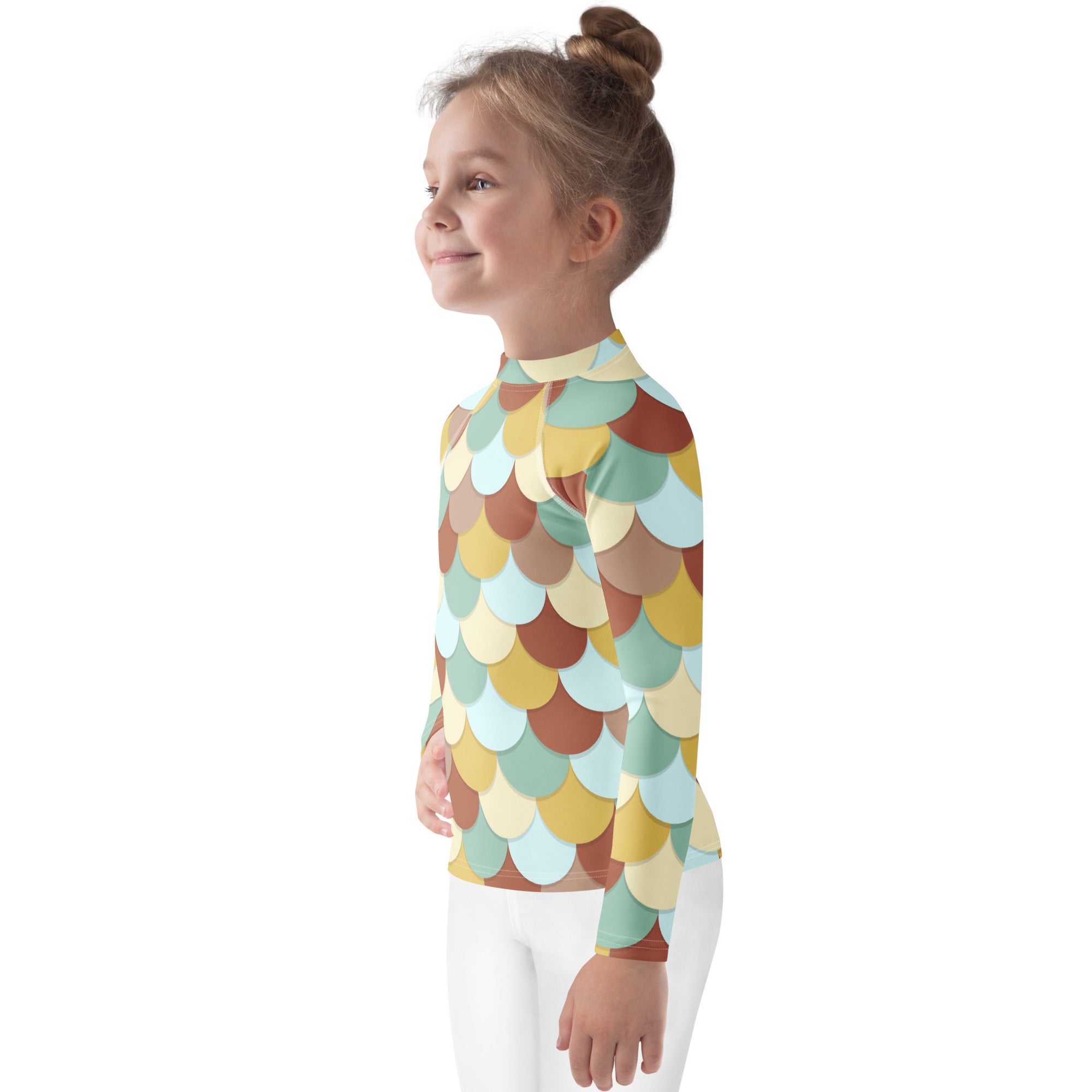 Girls Teal Mermaid Long Sleeve Rash Guard Swim Shirt – Buttery Soft, Sun Safe UPF 50+ Protection, Quick Dry & 4-Way Stretch Comfort