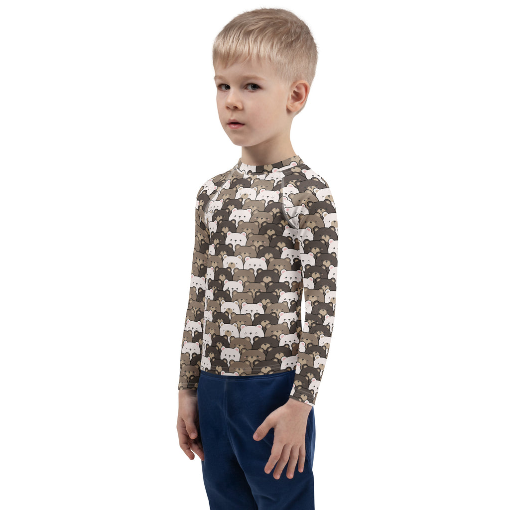 Kids Bear Face Long Sleeve Rash Guard Swim Shirt – Buttery Soft, Sun Safe UPF 50+ Protection, Quick Dry & 4-Way Stretch Comfort